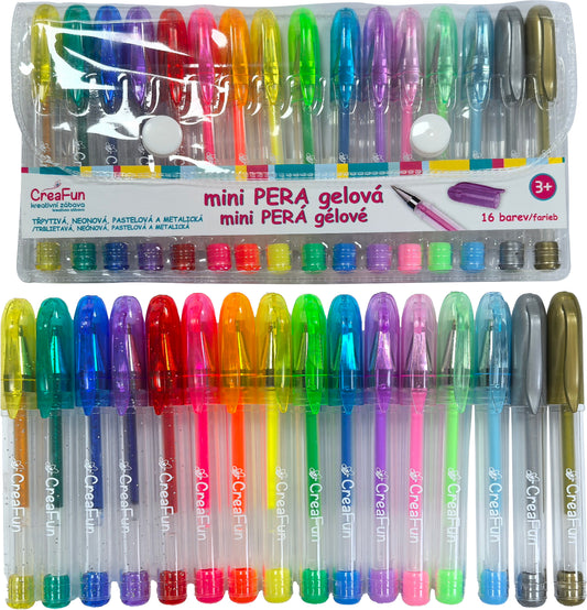 CreaFun - Gelová mini pera 16 barev