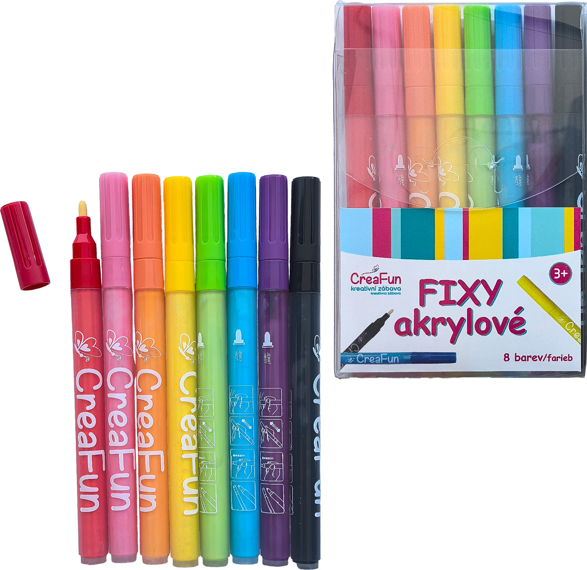 CreaFun - fixy akrylové 8 barev