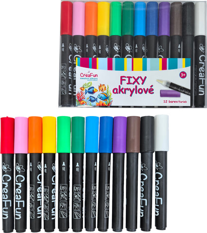 CreaFun - Fixy akrylové 12 barev