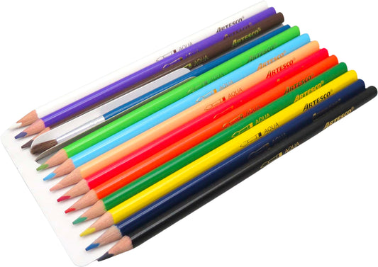 Akvarelové pastelky Color Plus - sada 12 ks se štětcem a ořezávátkem