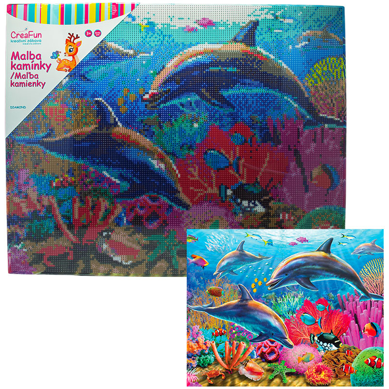 Diamantové malování - Delfíni 40 x 50 cm