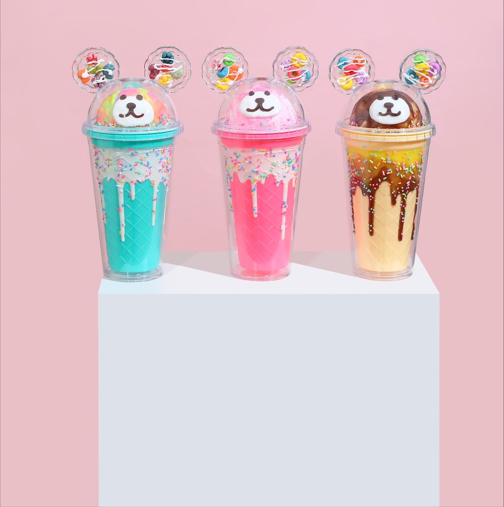 Kelímek s víčkem a brčkem Medvídek 480ml - více variant - Image 2