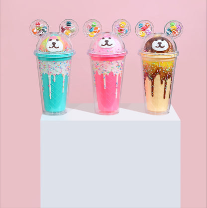 Kelímek s víčkem a brčkem Medvídek 480ml - více variant - Image 2