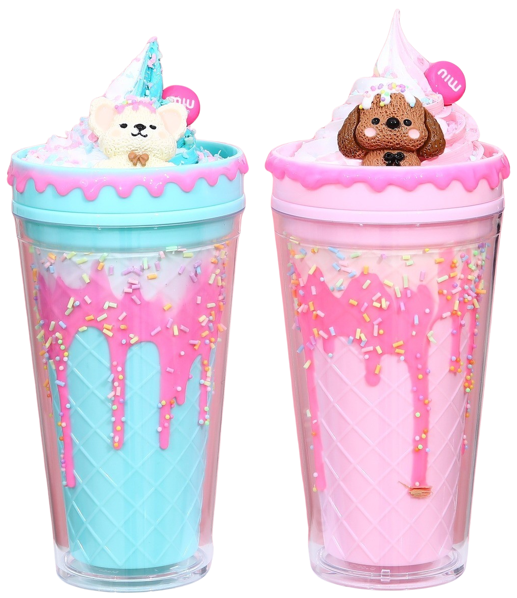 Kelímek s víčkem a brčkem Zmrzlinový Medvídek 480ml - více variant