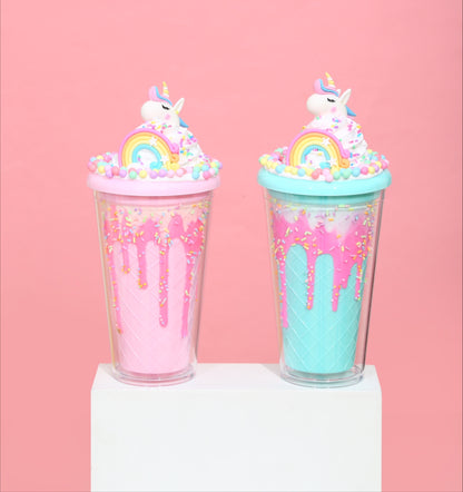 Kelímek s víčkem a brčkem Duhový jednorožec 480ml - více variant - Image 2