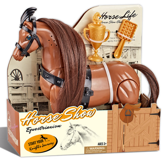 Jezdecký kůň hnědý s příslušenstvím se zvukem - Koňská show