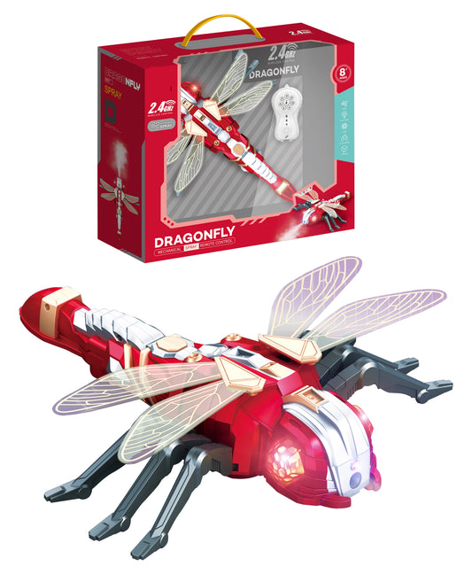 R/C Rrobotická Vážka Dragonfly s efektem vodní mlhy, programováním a LED osvětlením