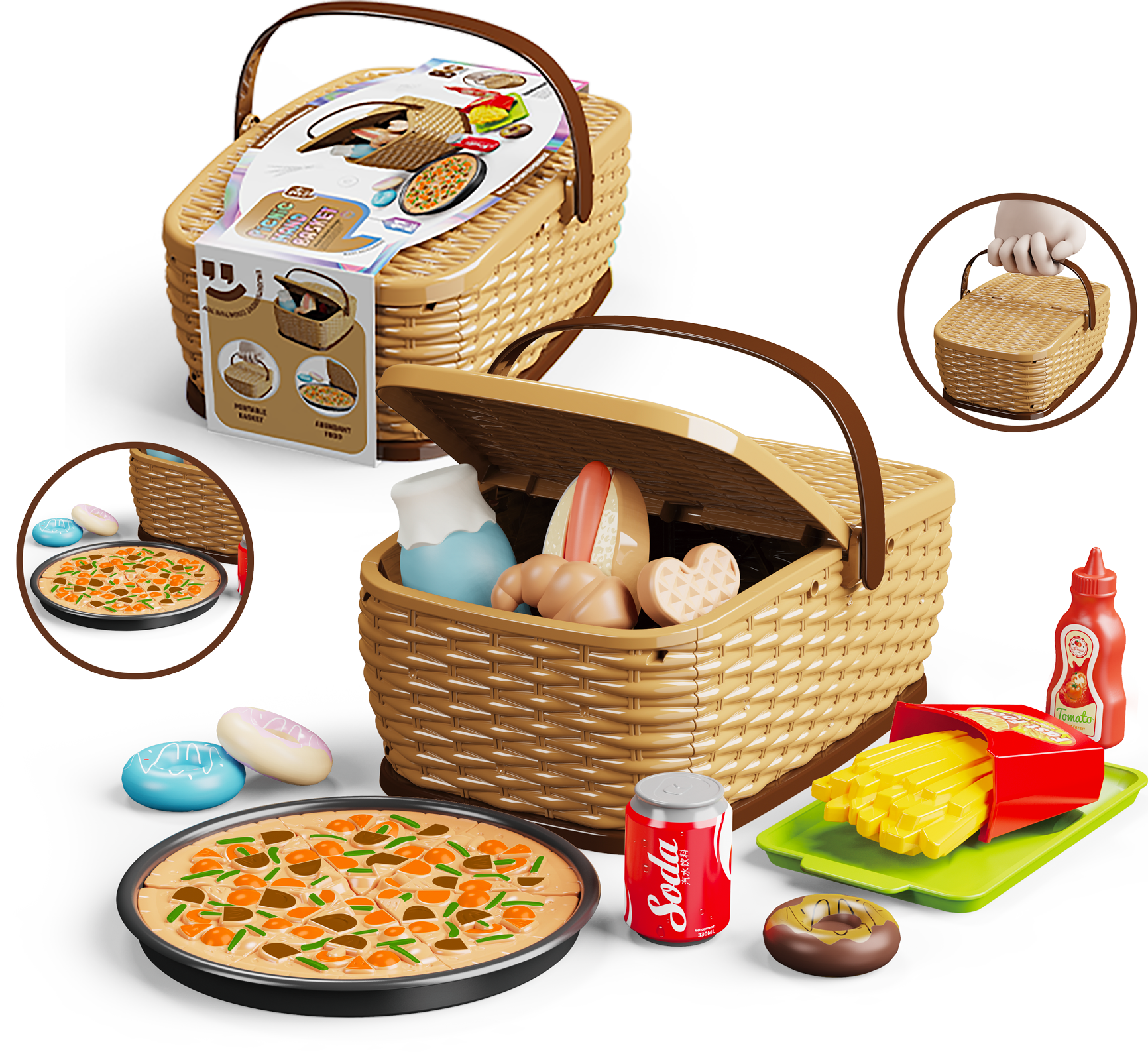 Dětský piknikový košík - Pizza set
