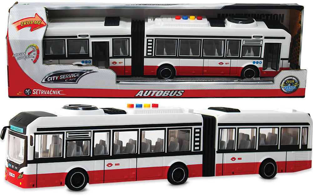 CITY SERVICE CAR - 1:16 Kloubový autobus - červený na setrvačník se zvuky