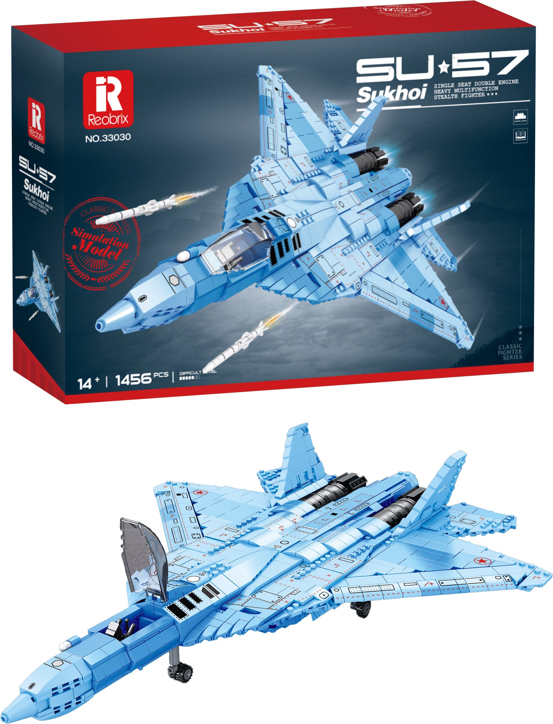 Stavebnice Stíhačky Su-57 Modrá Kamufláž - 1456 Dílků