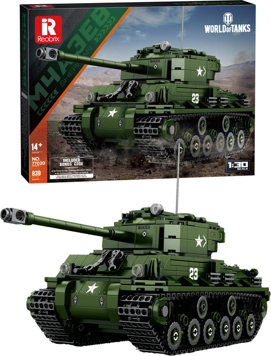 Stavebnice Tanku M4A3E8 Sherman (World of Tanks) - 839 Dílků