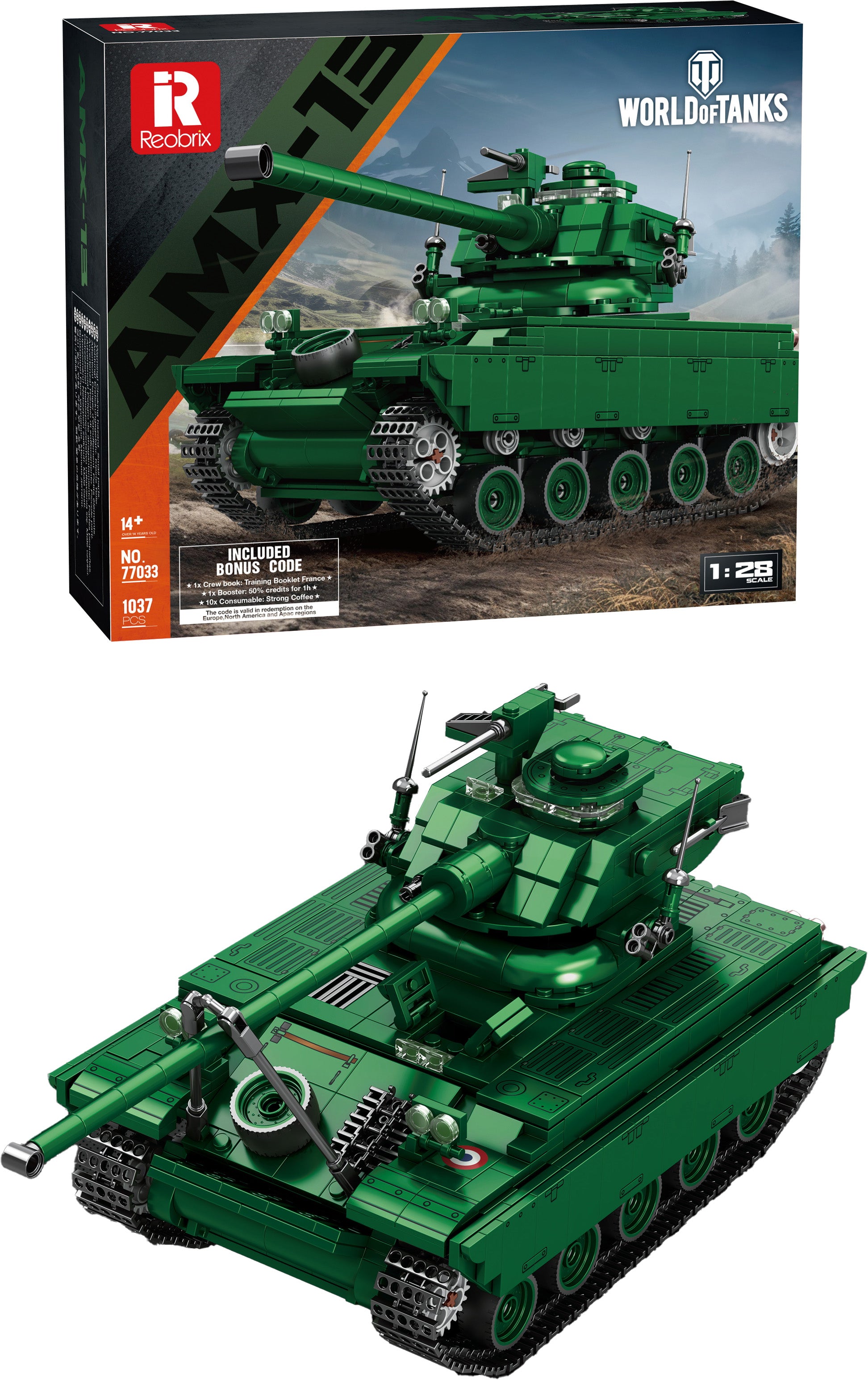 Stavebnice Tanku AMX 13 75 (World of Tanks) - 1037 Dílků