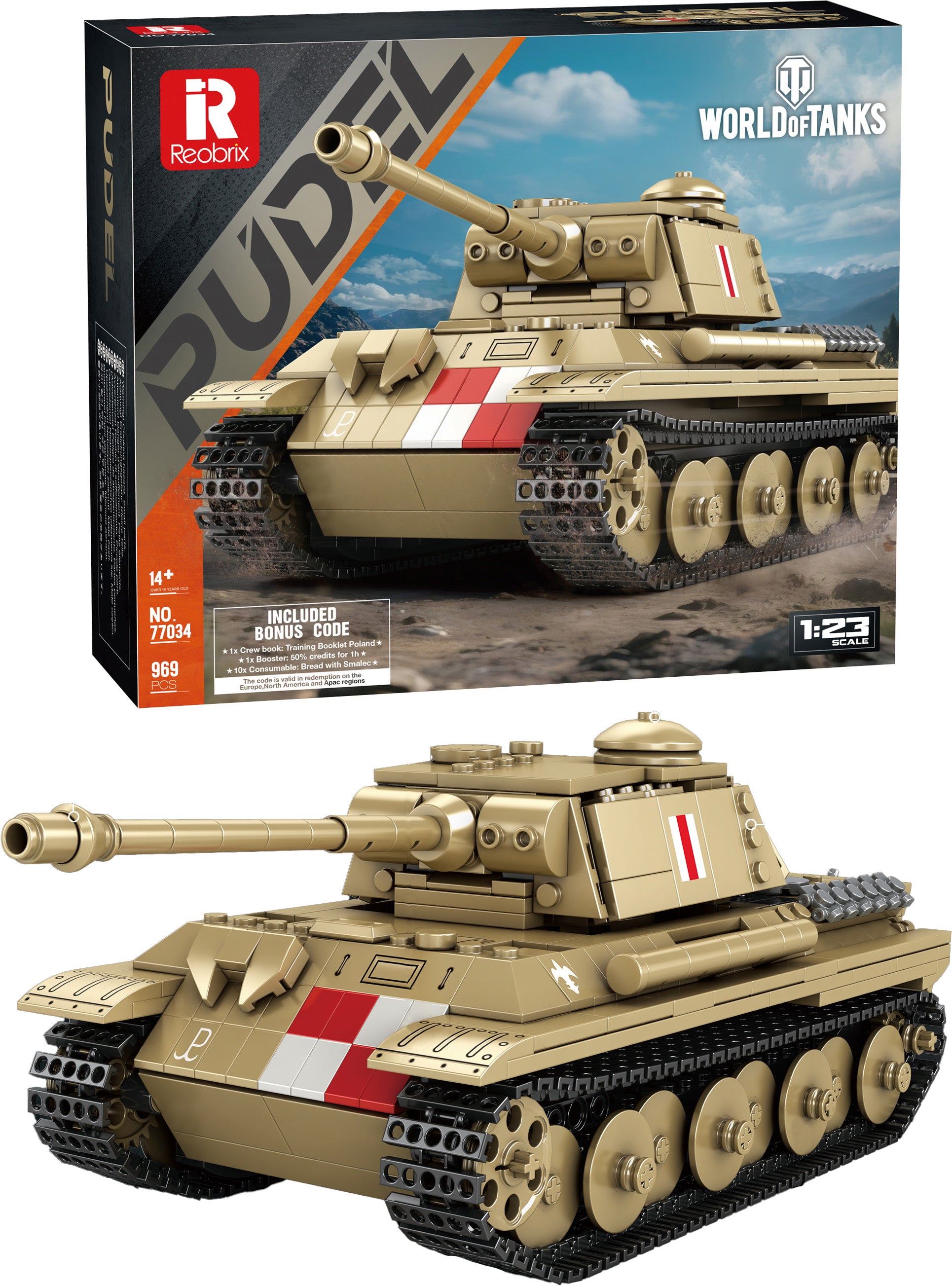 Stavebnice Tanku Pudel (World of Tanks) - 969 Dílků
