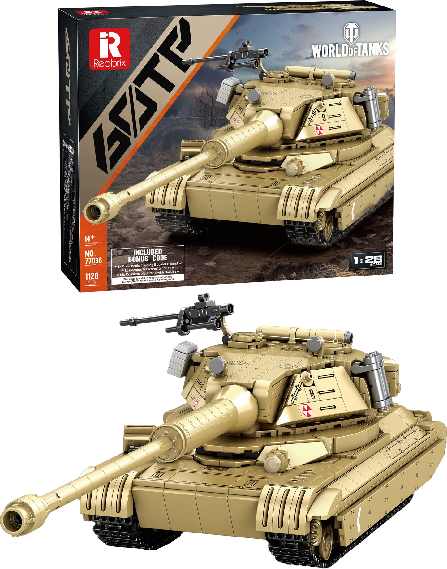Stavebnice Tanku T-44 (World of Tanks) - 1128 Dílků