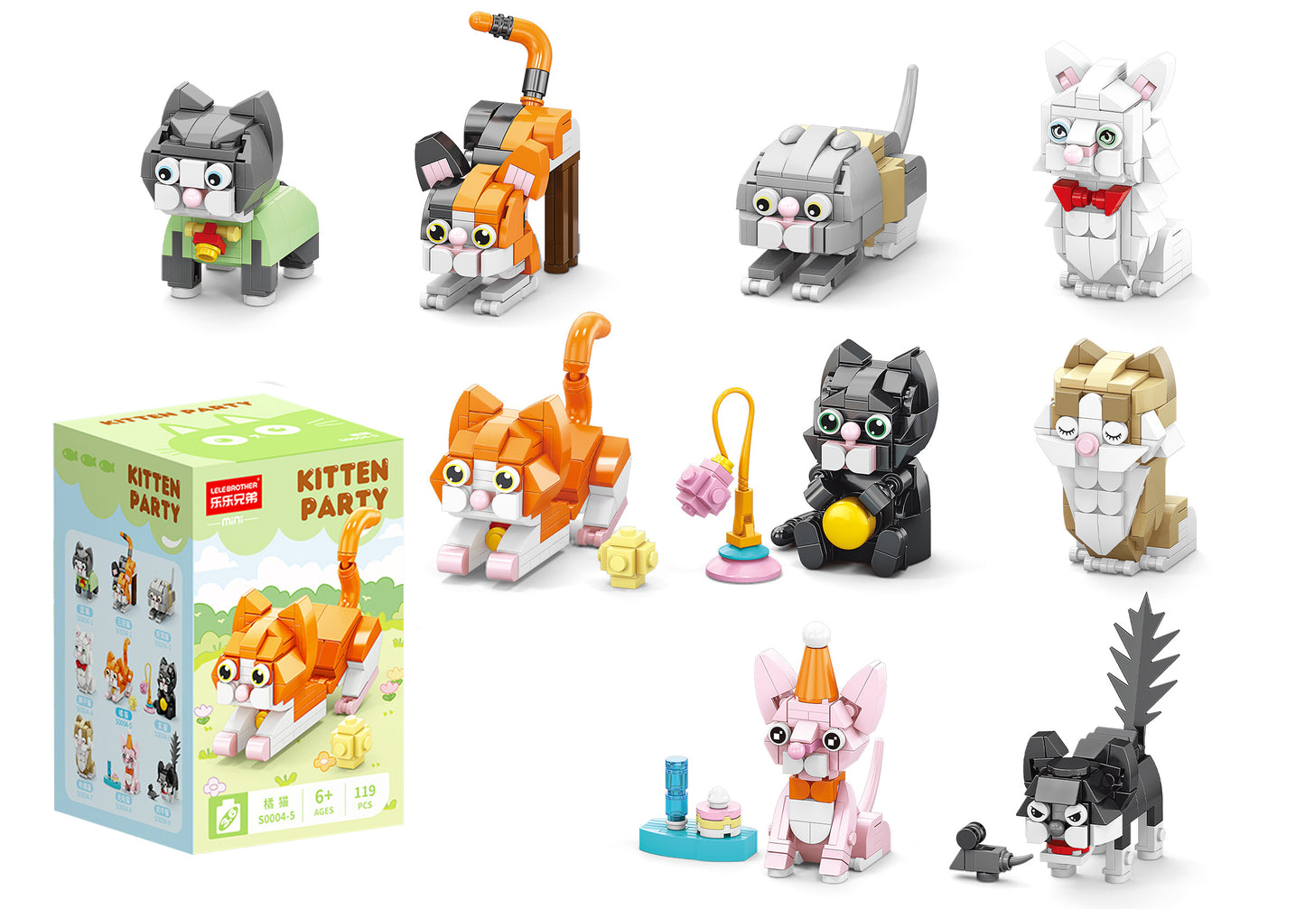 Kitty Matey Mini stavebnice veselé kočičky, 9 druhů