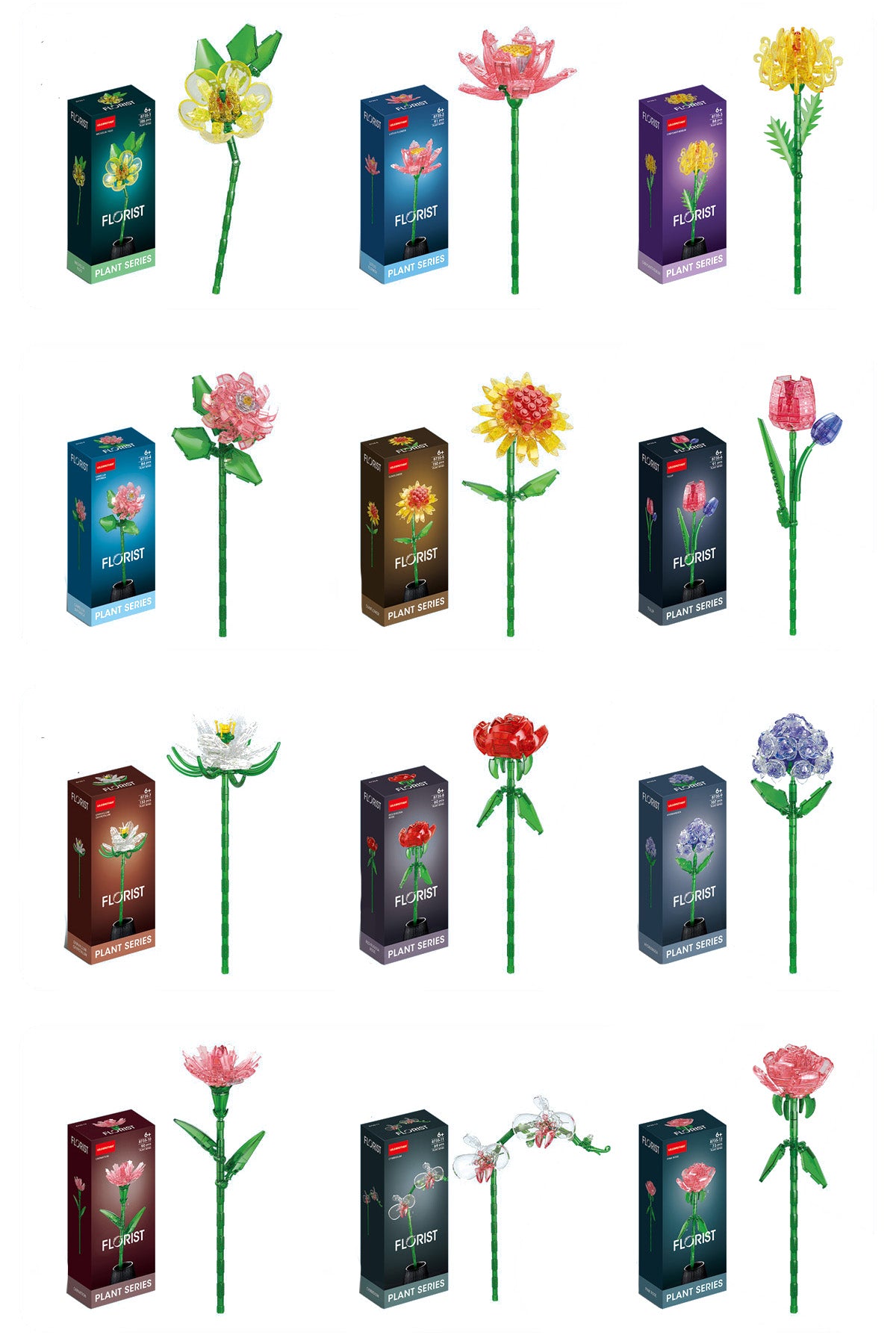 FLORIST Křišťálové a průsvitné květy, 12 druhů