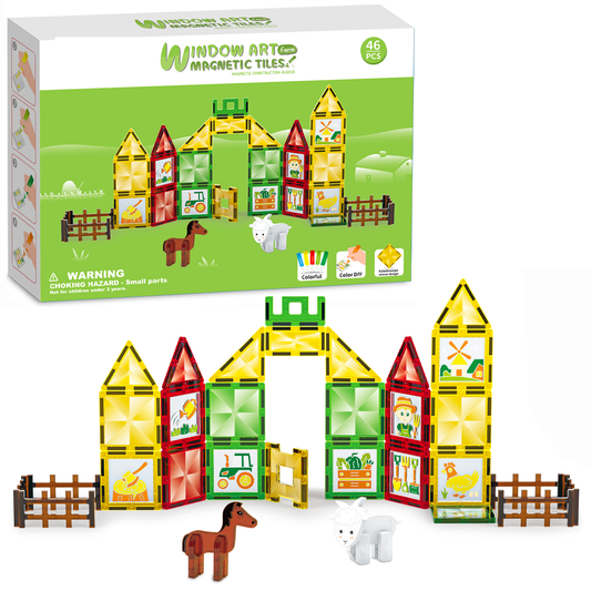 Magnetická stavebnice - Farma s malováním 46 ks