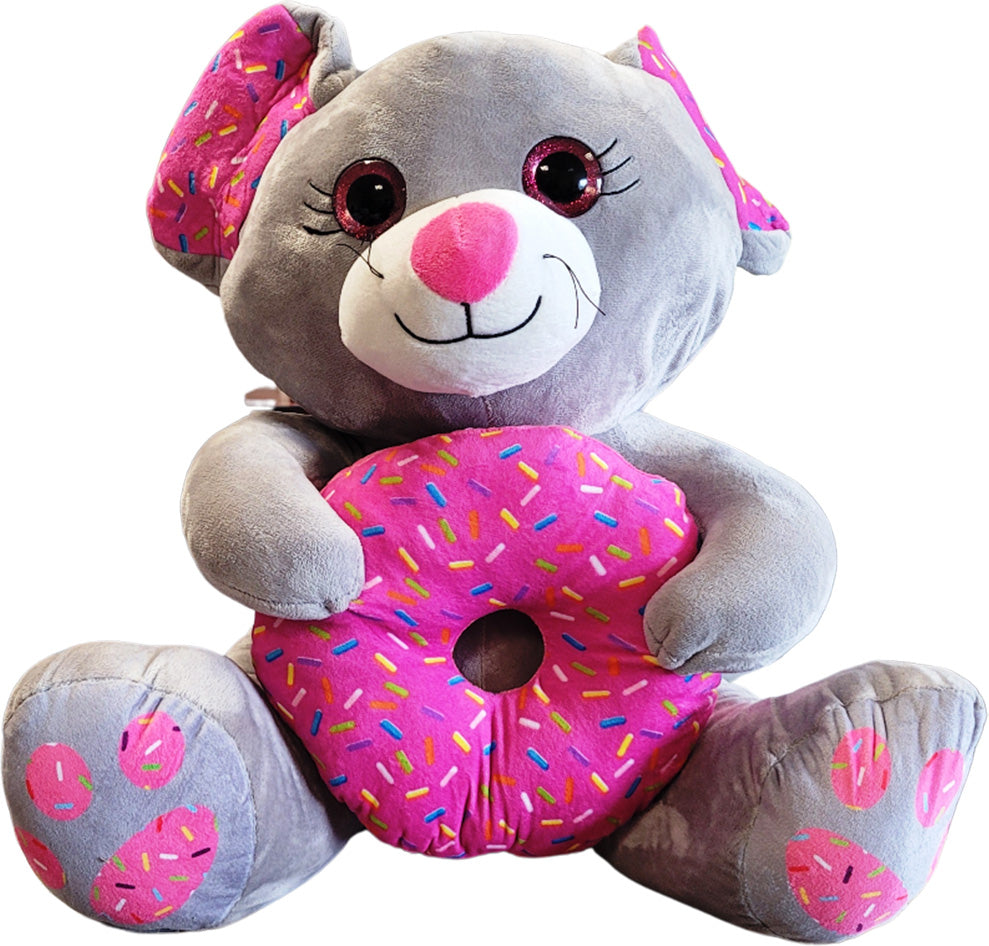 Myš s donutem šedá 25 cm
