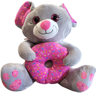 PLYŠÁKOV - Šedá myška s donutem 45 cm