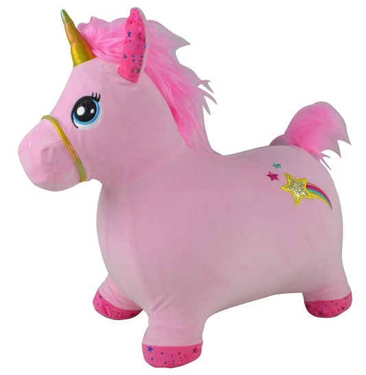 Skákací kůň růžový jednorožec, se zvukem koně