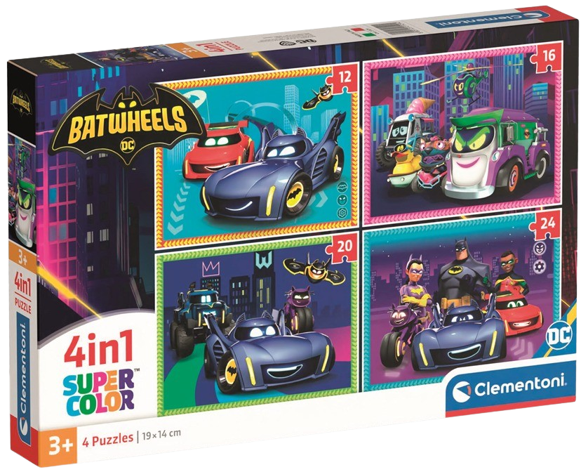 Clementoni - Puzzle 4v1 Batwheels 4v1 (12+16+20+24 dílků)