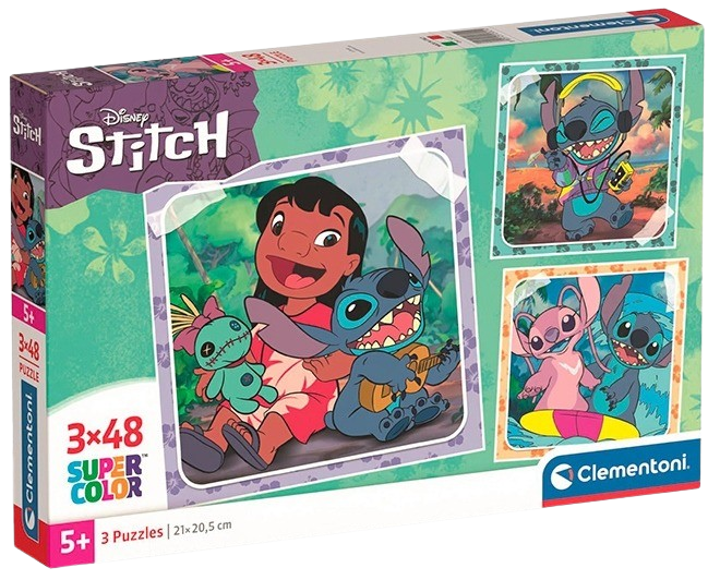 Clementoni - Puzzle 144 Stitch 3x48 dílků