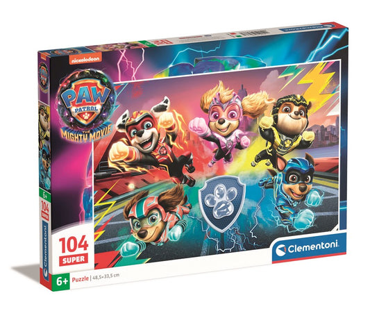 Clementoni - Puzzle 104 super Tlapková Patrola th mighty movie