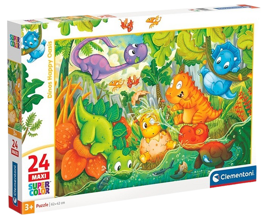Clementoni - Puzzle 24 Šťastná oáza dinosaurů MAXI