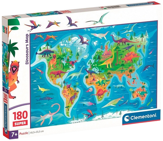 Clementoni - Puzzle 180 Dinosauří mapa