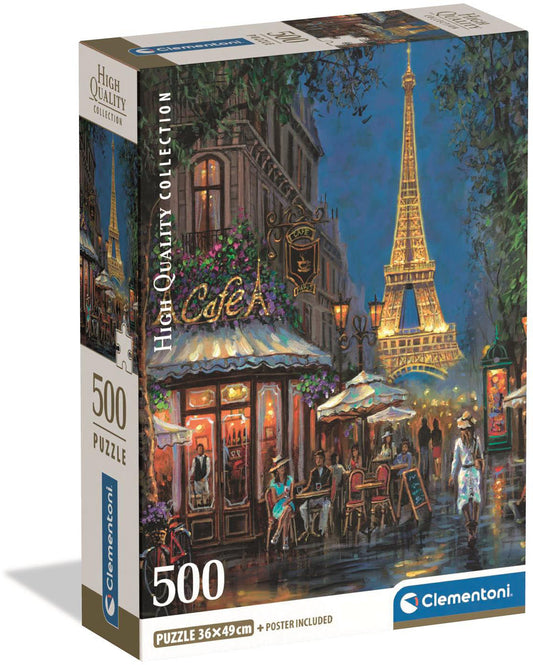 Clementoni - Puzzle 500 Noc u Eiffelovy kavárny