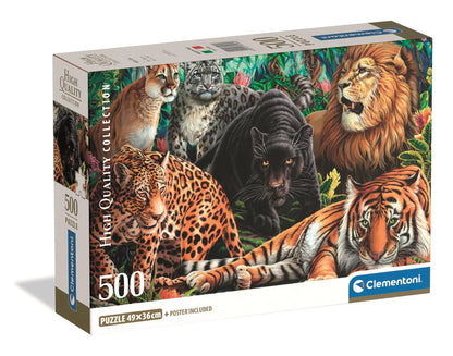 Clementoni - Puzzle 500 Divoké kočky
