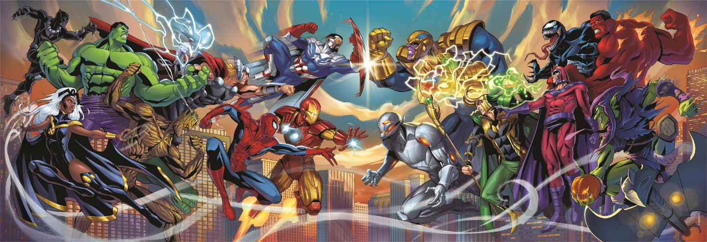Clementoni - Puzzle 1000 Panorama Marvel Hrdinové vs. Záporáci - Image 2