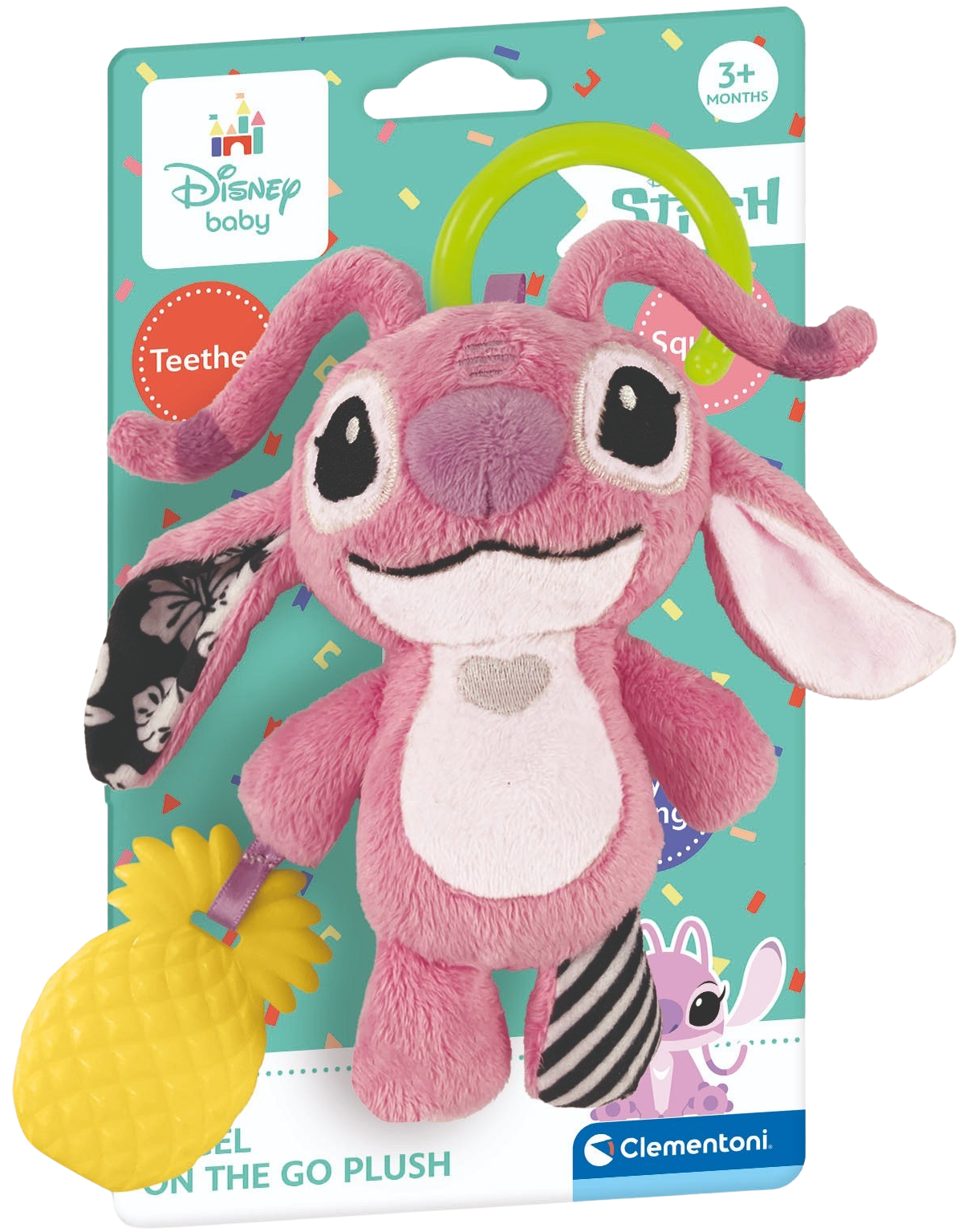 Baby Clementoni - Plyšové chrastítko s úchytem - Stitch Angel