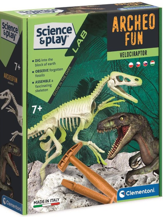Science & Play - Vykopávky - Velociraptor Fluo
