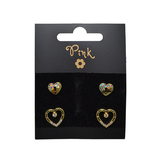 Pozlacené náušnice SET 4 ks SRDCE
