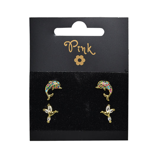 Pozlacené náušnice SET 4 ks MOŘSKÝ SVĚT