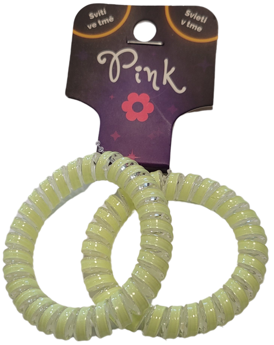 PINK - Spirálové gumičky do vlasů svítící 2ks