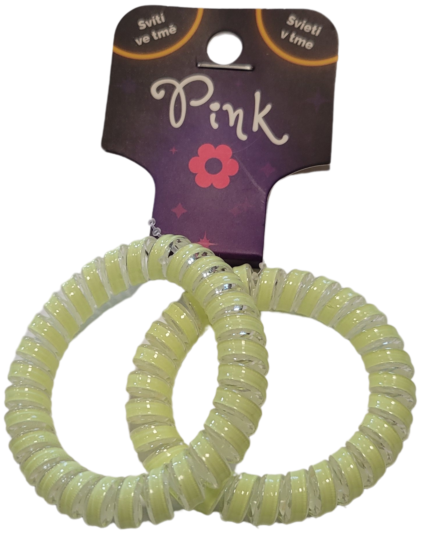 PINK - Spirálové gumičky do vlasů svítící 2ks