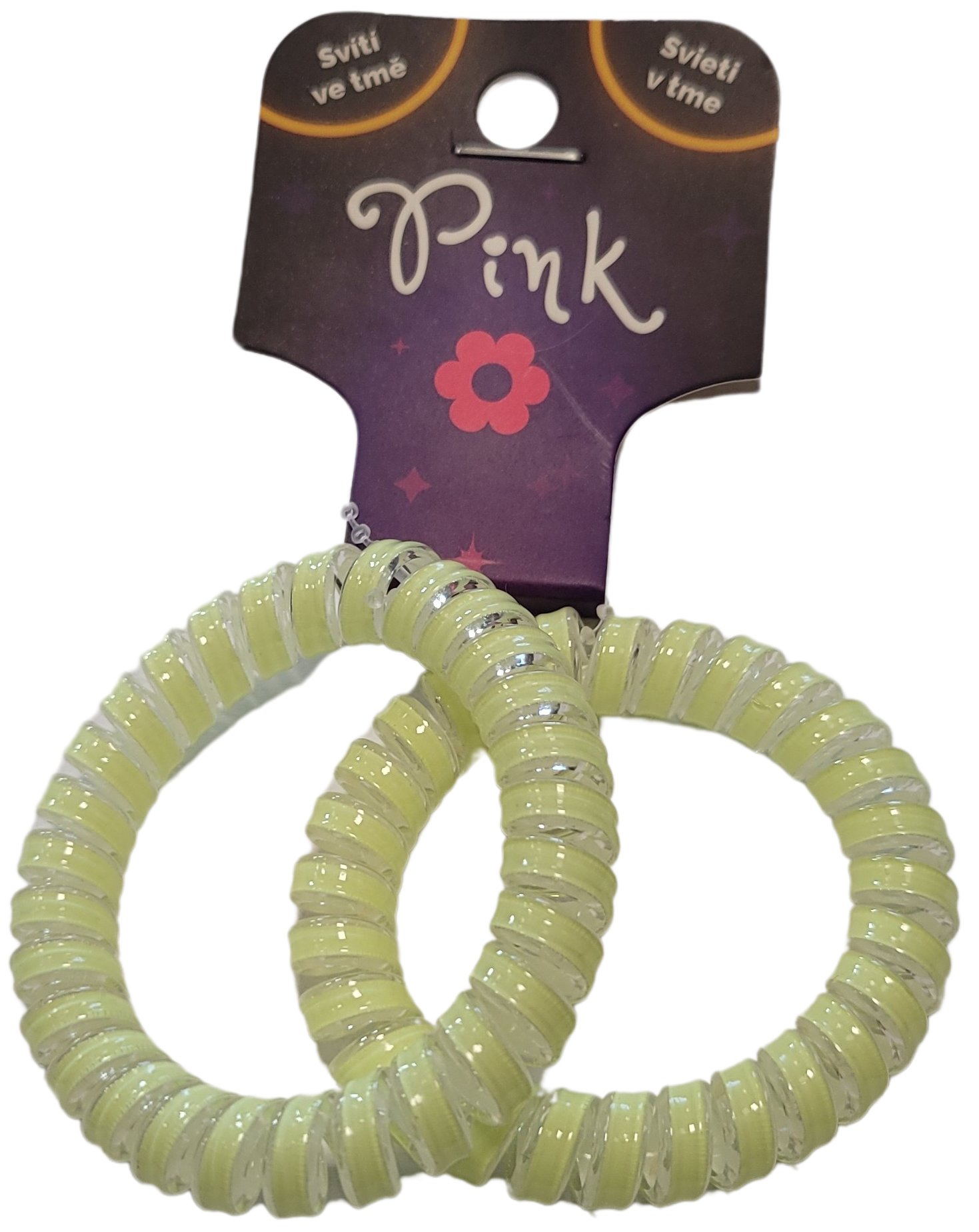 PINK - Spirálové gumičky do vlasů svítící 2ks
