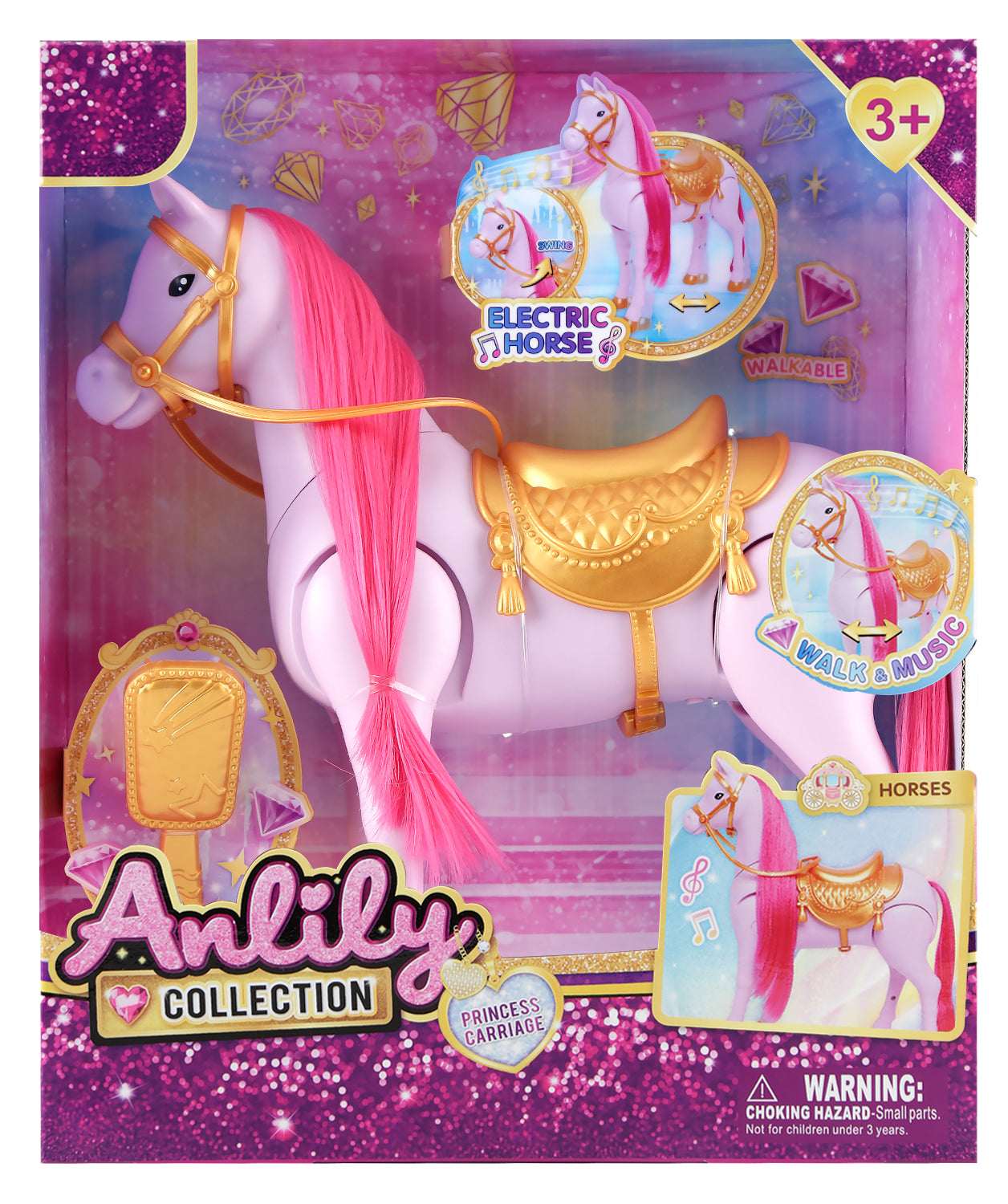 Interaktivní růžový chodící koník se zvukovými efekty