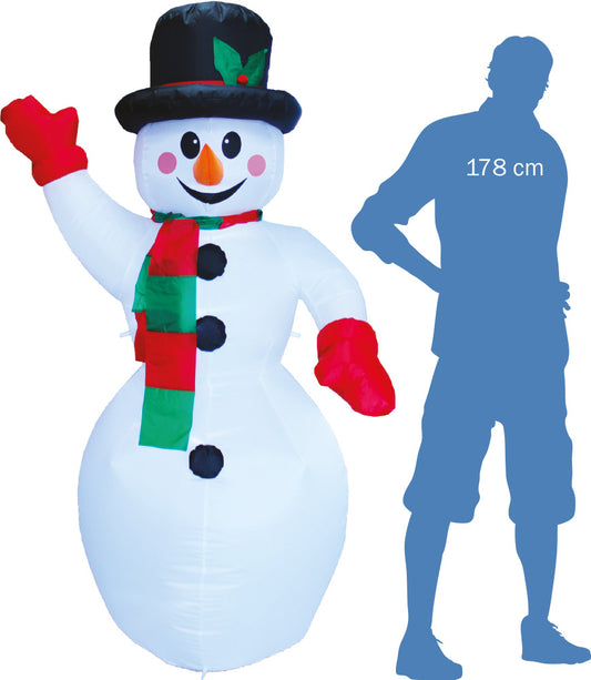 Nafukovací svítící mávající sněhulák 187 cm