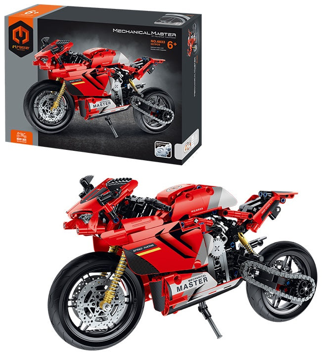MECHANICAL MASTER - Stavebnice Silniční motorka červená 557 ks
