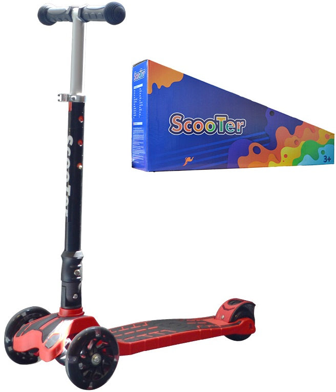 Dětská tříkolová koloběžka svítící -černo-červená