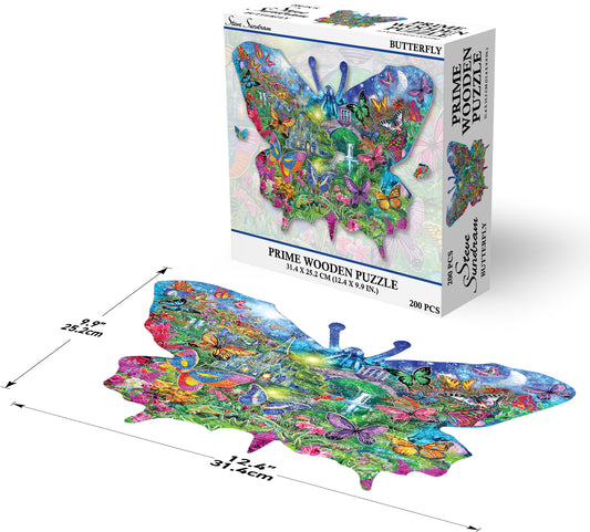PRIME 3D Dřevěné PUZZLE - Motýl 200 dílků