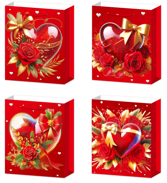 Dárková taška M - Srdce s mašlí