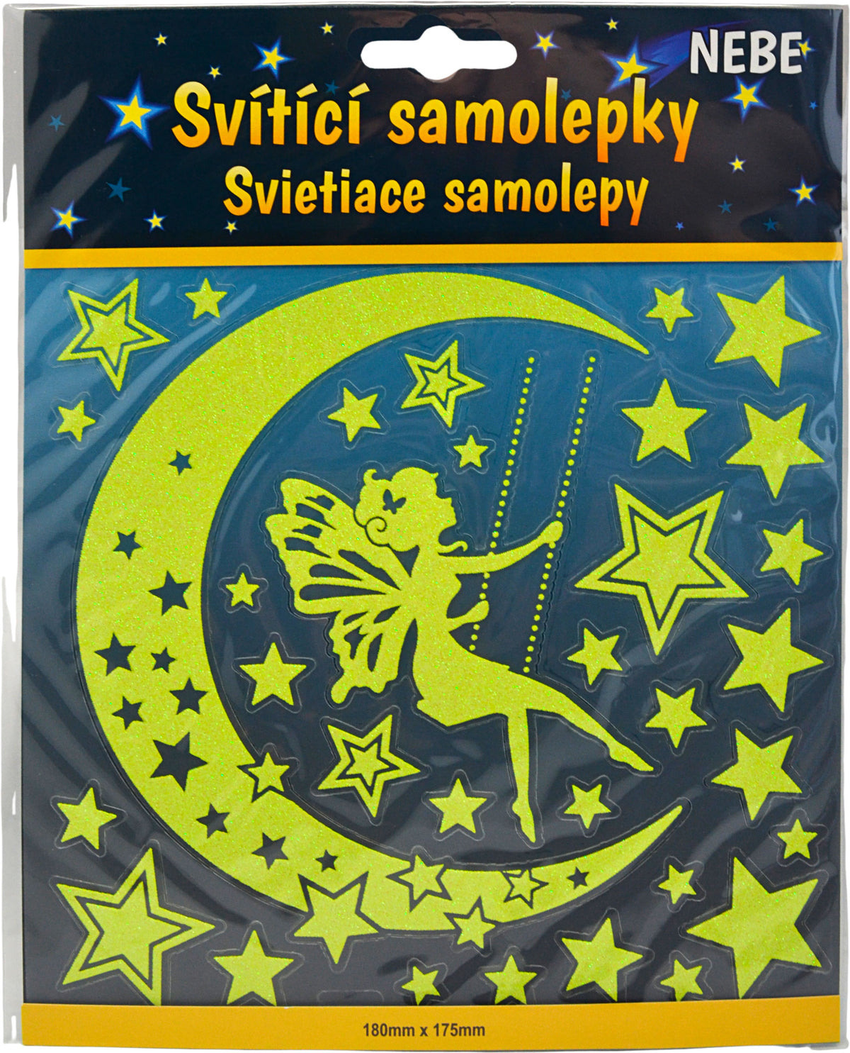 Svítící samolepky - Hvězdy a měsíc s vílou