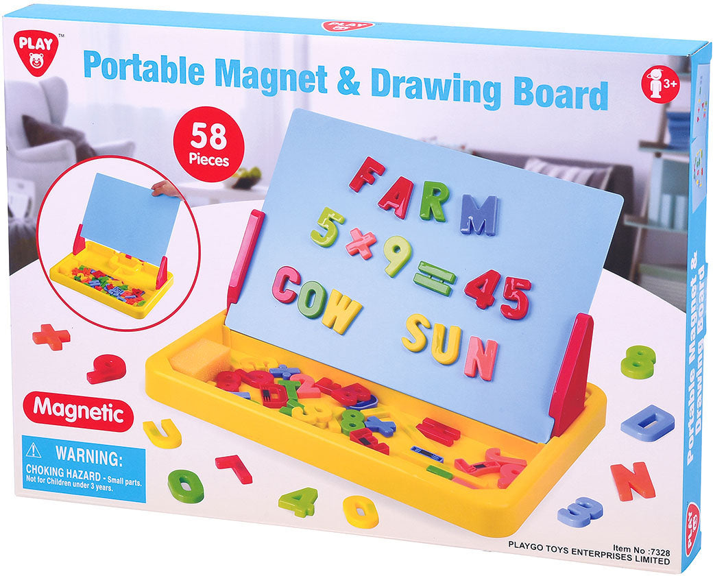 PLAYGO - Přenosná magnetická a kreslící tabule 58 ks