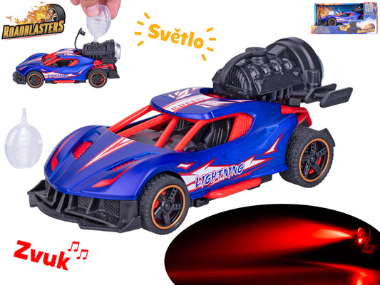 Roadblasters auto kov 14cm kouřící zpětný chod na baterie se světlem a zvukem 4barvy v krabičce