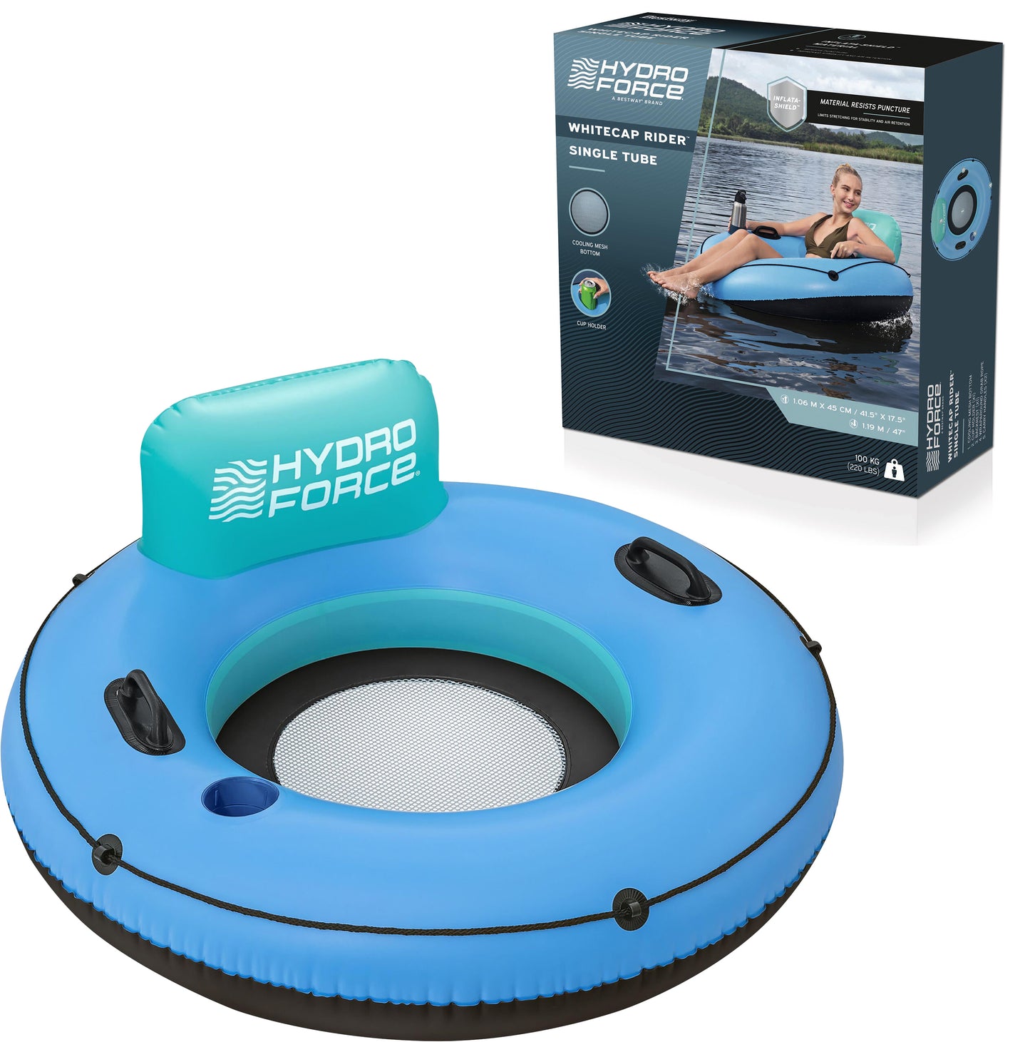 BESTWAY 43108 - Nafukovací kruh s opěrkou a síťovaným dnem, Ø 119 cm