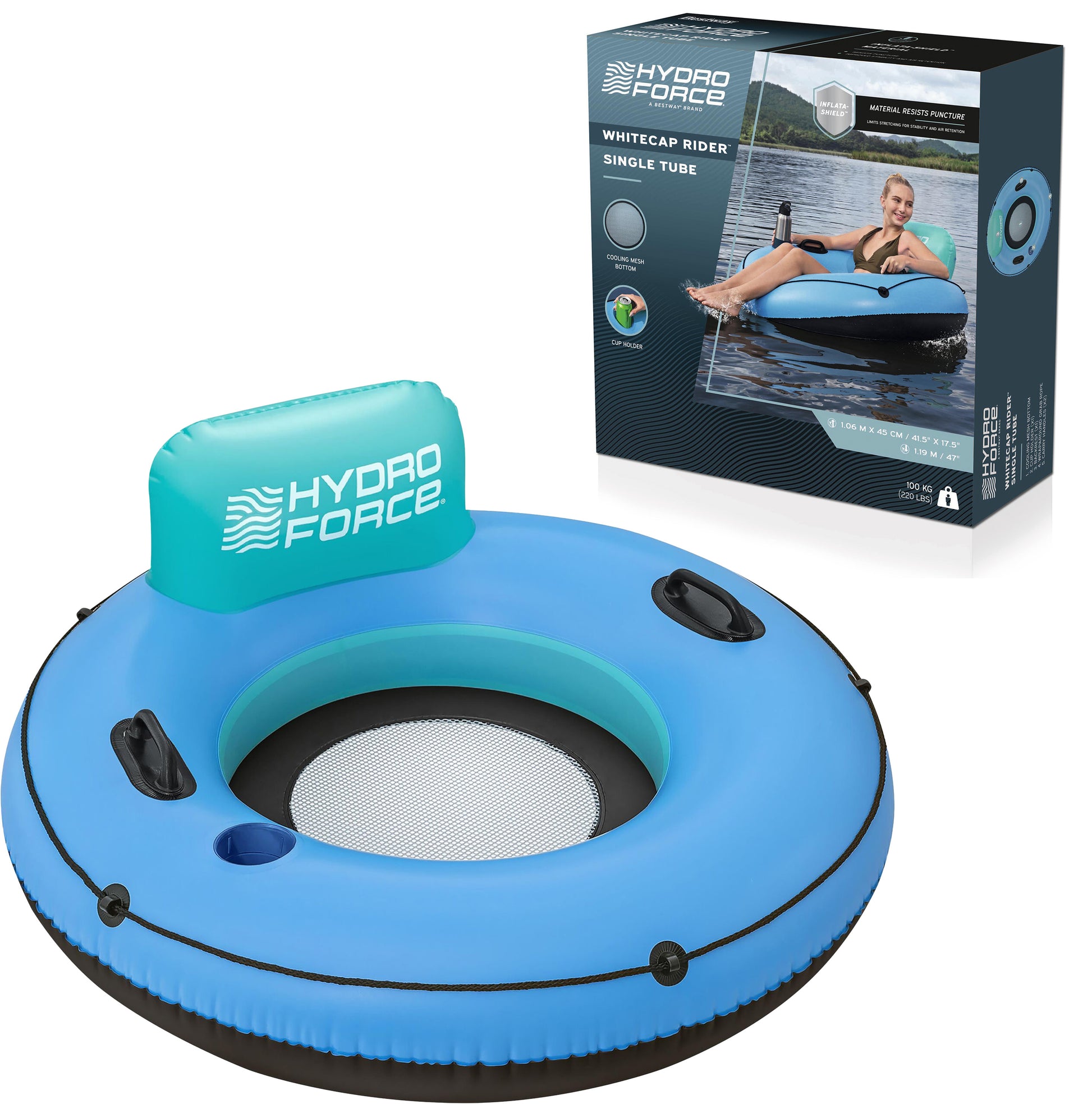 BESTWAY 43108 - Nafukovací kruh s opěrkou a síťovaným dnem, Ø 119 cm
